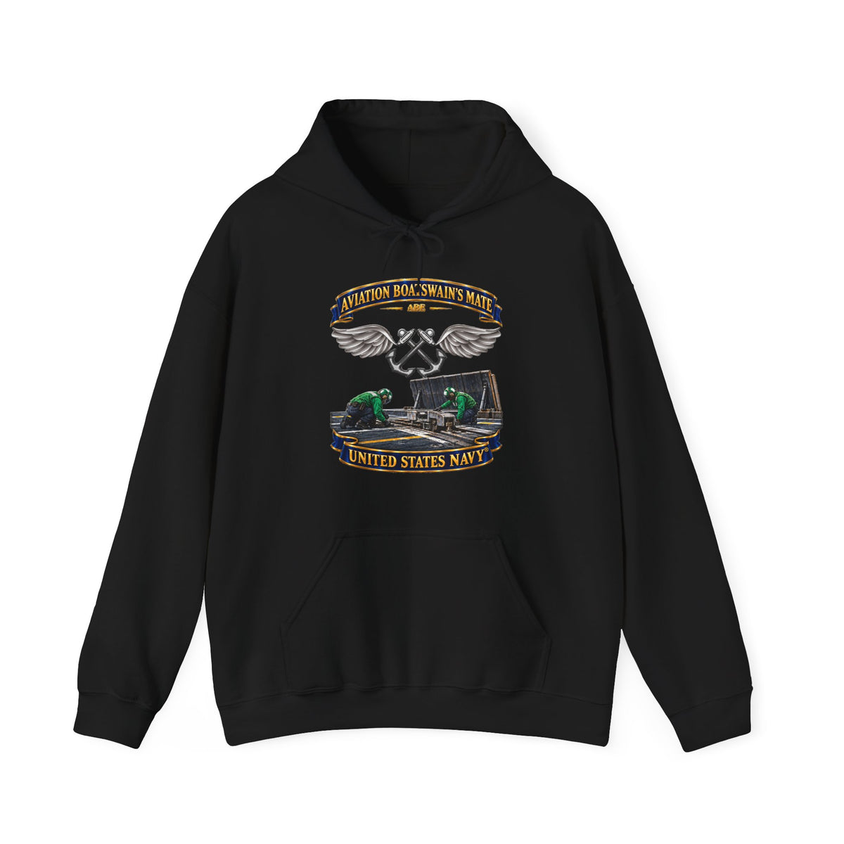 Unisex Heavy Blend™ Hoodies - Navy - Rate - Aviation Boatswain's Mate (ABE) - with Scene - 3D - Enhanced