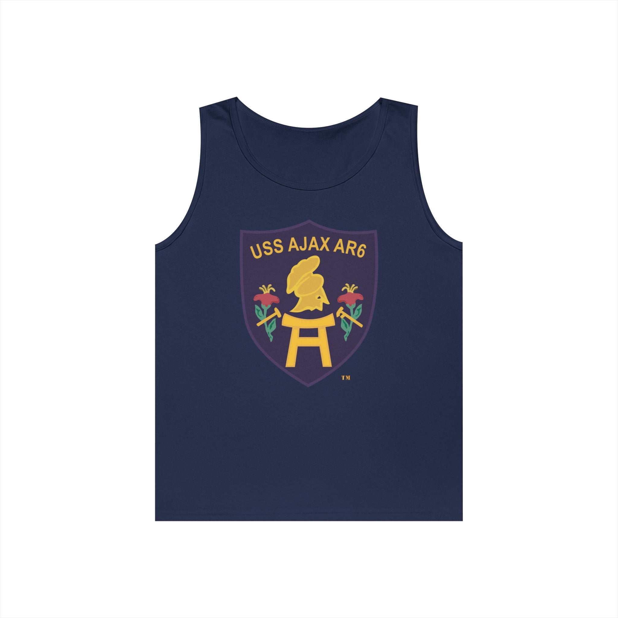 Unisex Heavy Cotton Tank Top - Navy - USS Ajax (AR-6) wo txt