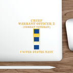Die-Cut Vinyl Sticker - Navy - Chief Warrant Officer 2 - CW02 - Combat Veteran