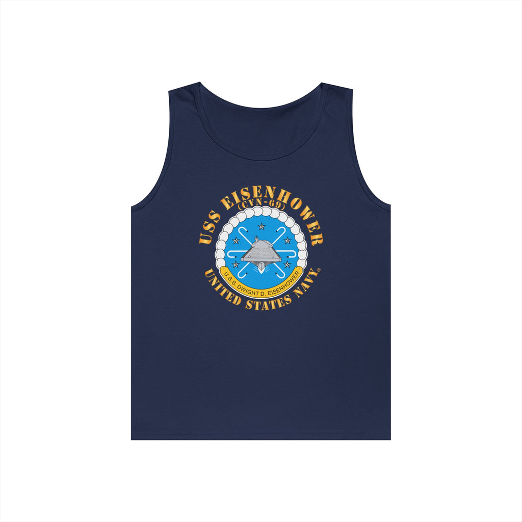 Unisex Heavy Cotton Tank Top - USS Dwight D. Eisenhower (CVN-69) Crest with Txt