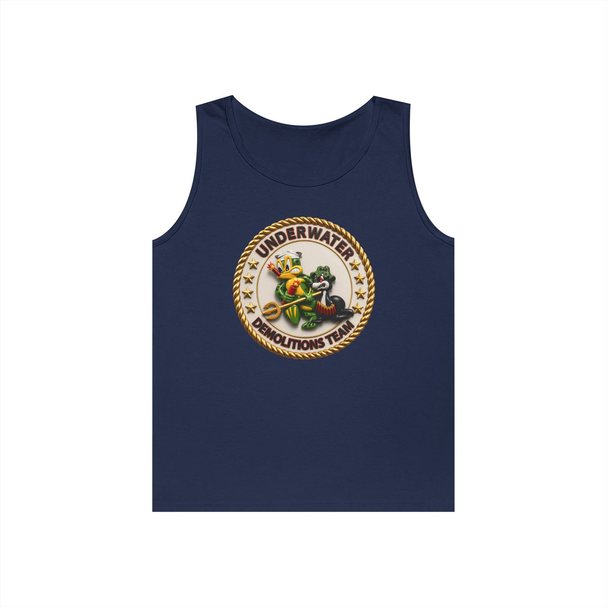Unisex Heavy Cotton Tank Top - Navy - SOF - Underwater Demolitions Team - Sammy - Freddie - 3D - Enhanced