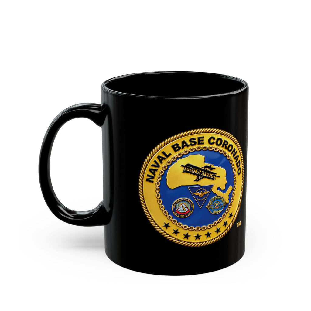 Black Mug (11oz, 15oz) - Navy - Naval Base Coronado - Crest - 3D - Enhanced