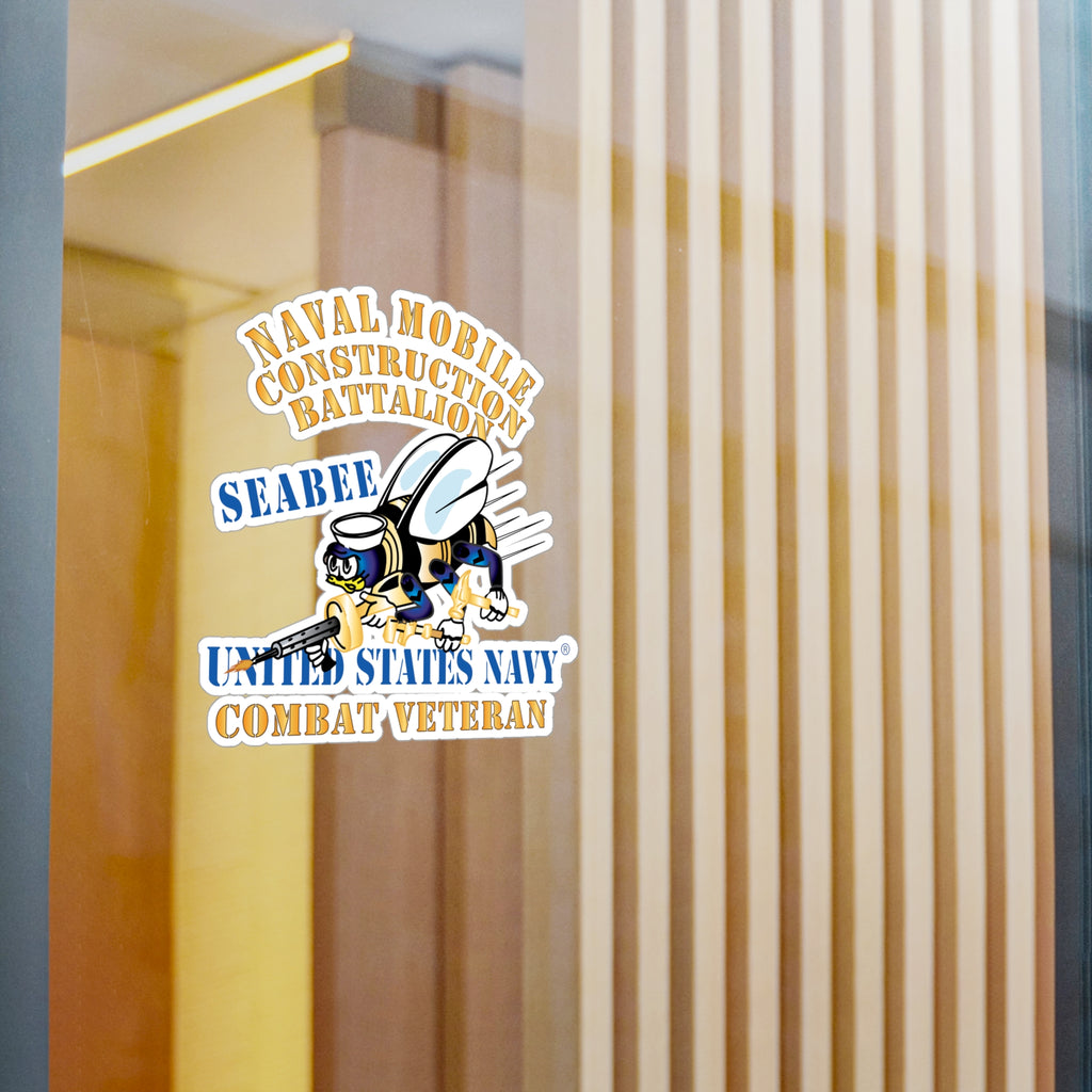 Kiss-Cut Vinyl Decal - Navy - Seabee - Combat Veteran