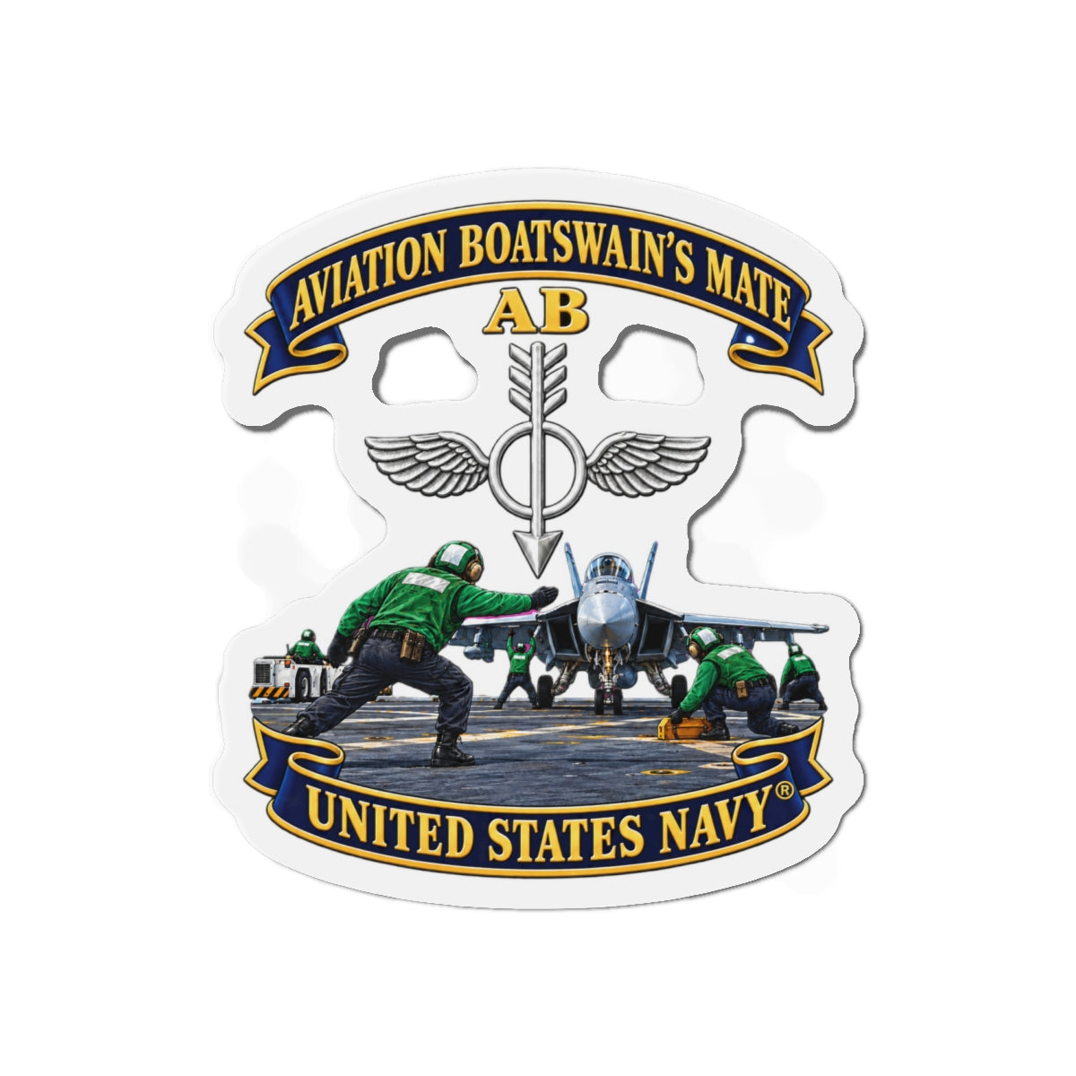Die-Cut Magnet - Navy - Aviation Boatswains Mate Br with AC handler Scene - 3D - Enhanced