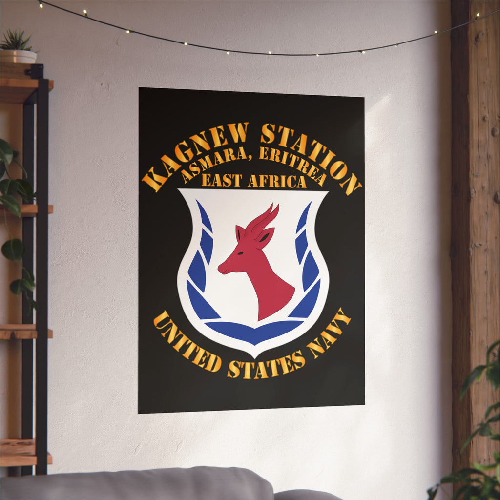 Kagnew Station Asmara Eritrea Navy Emblem Poster — Matte Vertical Wall Art
