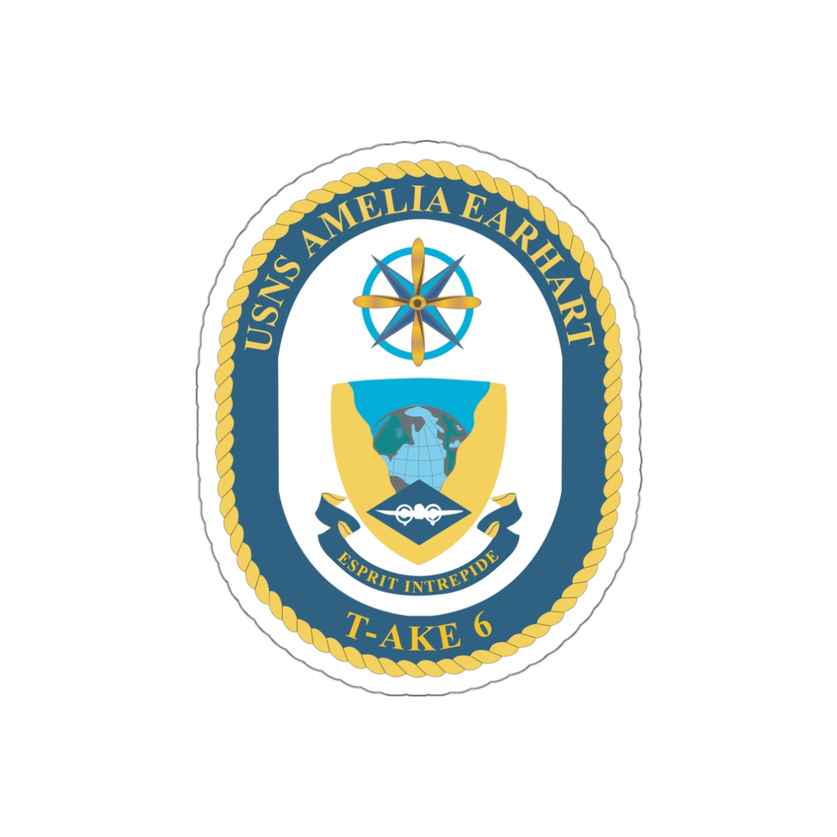 Die-Cut Vinyl Sticker - Navy - USNS Amelia Earhart (T-AKE 6) wo txt