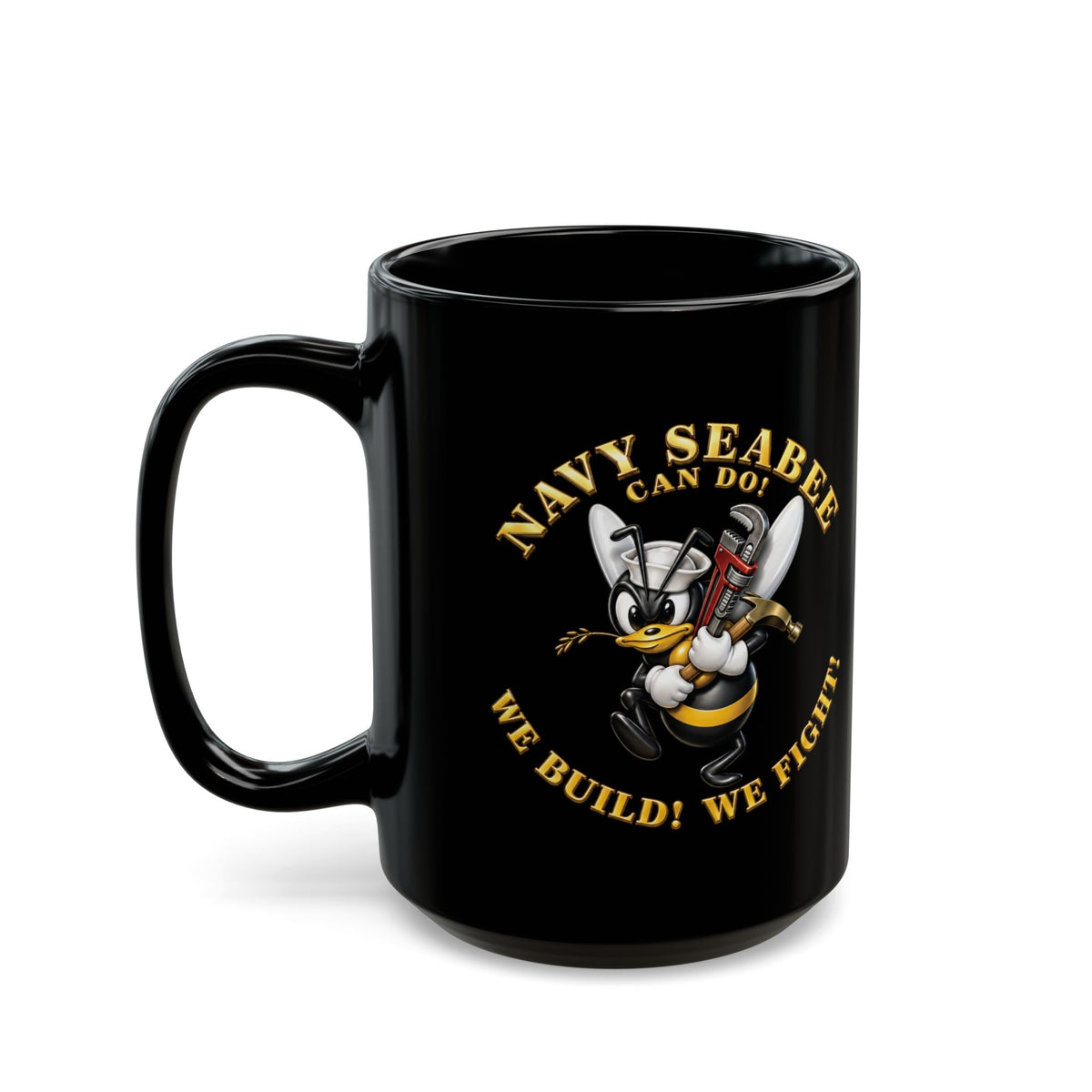 Black Mug (11oz, 15oz) - Navy - Navy SeaBee - w Wrench and Hammer - 3D - Enhanced X 300