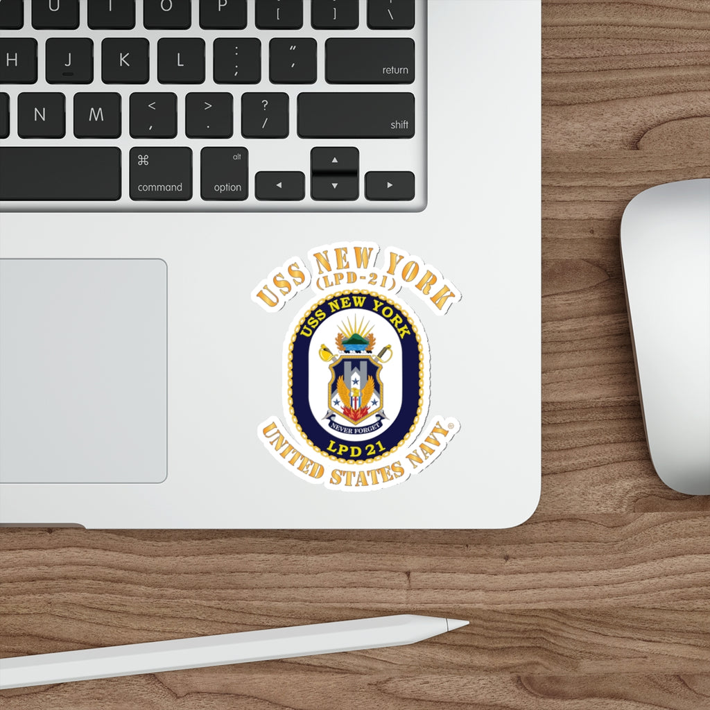 Die-Cut Vinyl Sticker - Navy - USS New York (LPD-21) X 300