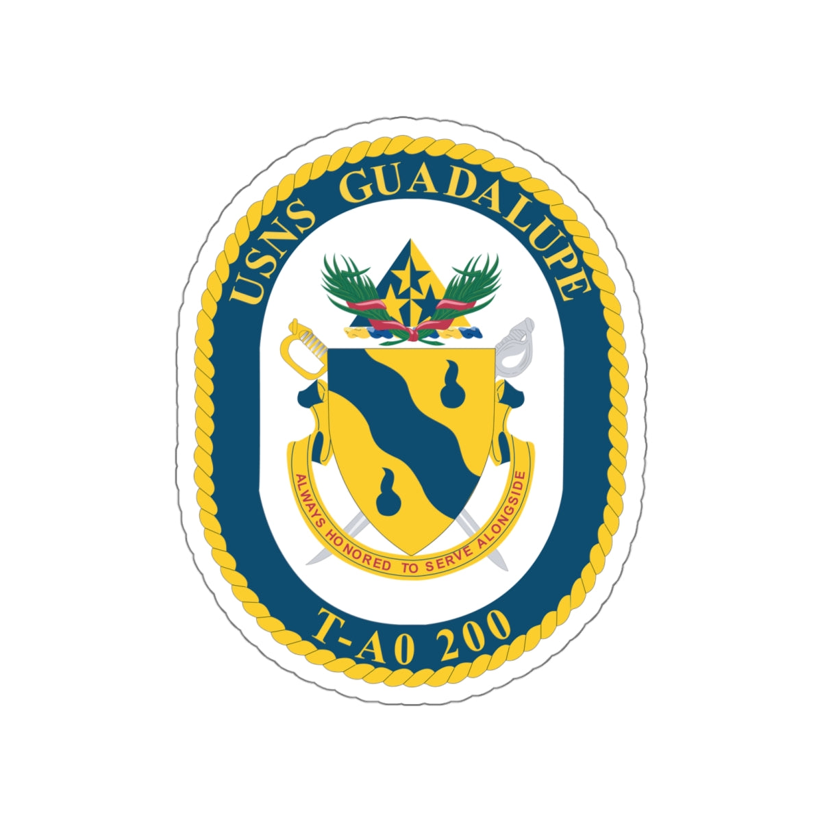 Die-Cut Vinyl Sticker - Navy - USNS Guadalupe (T-AO 200) wo txt X 300