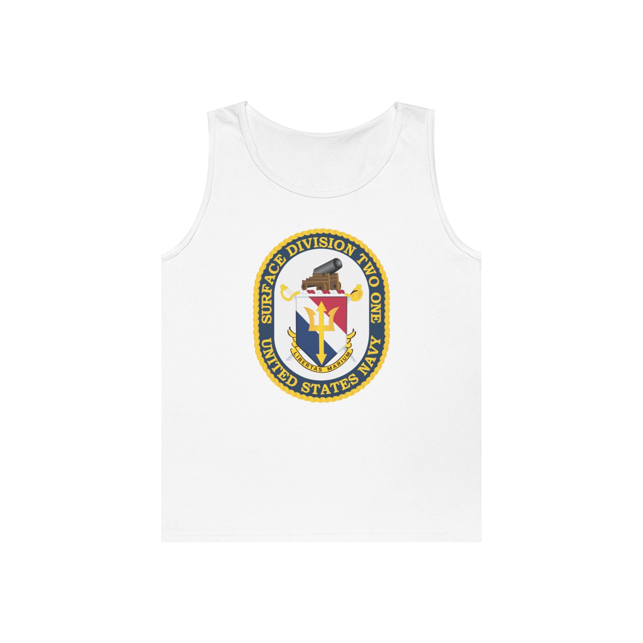 Unisex Heavy Cotton Tank Top - Navy - Surface Division 21 wo txt