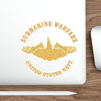 Die-Cut Vinyl Sticker - Navy - Submarine Badge - Gold