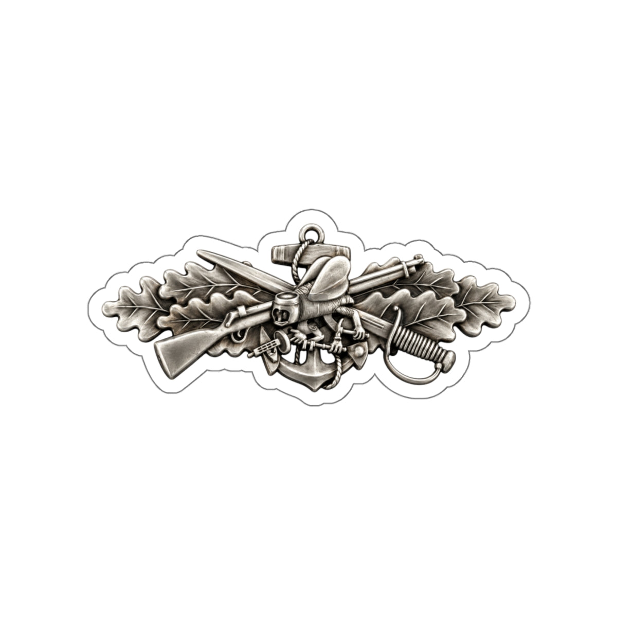 Die-Cut Vinyl Sticker - Navy - Badge - Seabee combat warfare specialist wo txt - Enlisted - 3D - Enhanced
