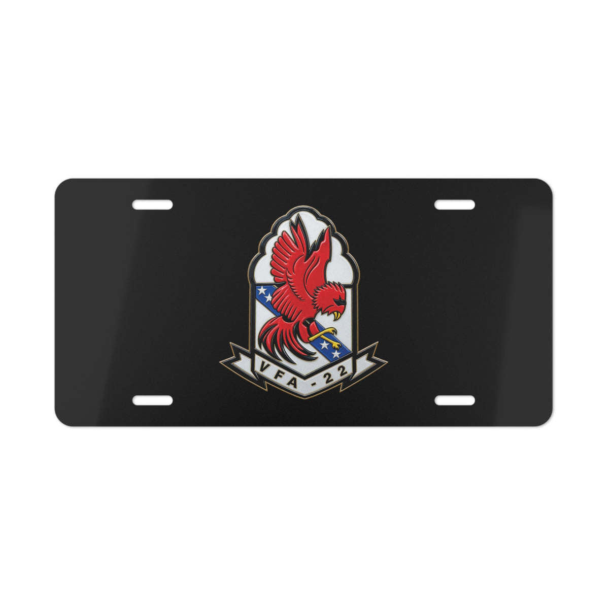 Vanity License Plate - Strike Fighter Squadron 22nd - SSI without Txt - Fighting Redcocks - 3D - Enhanced
