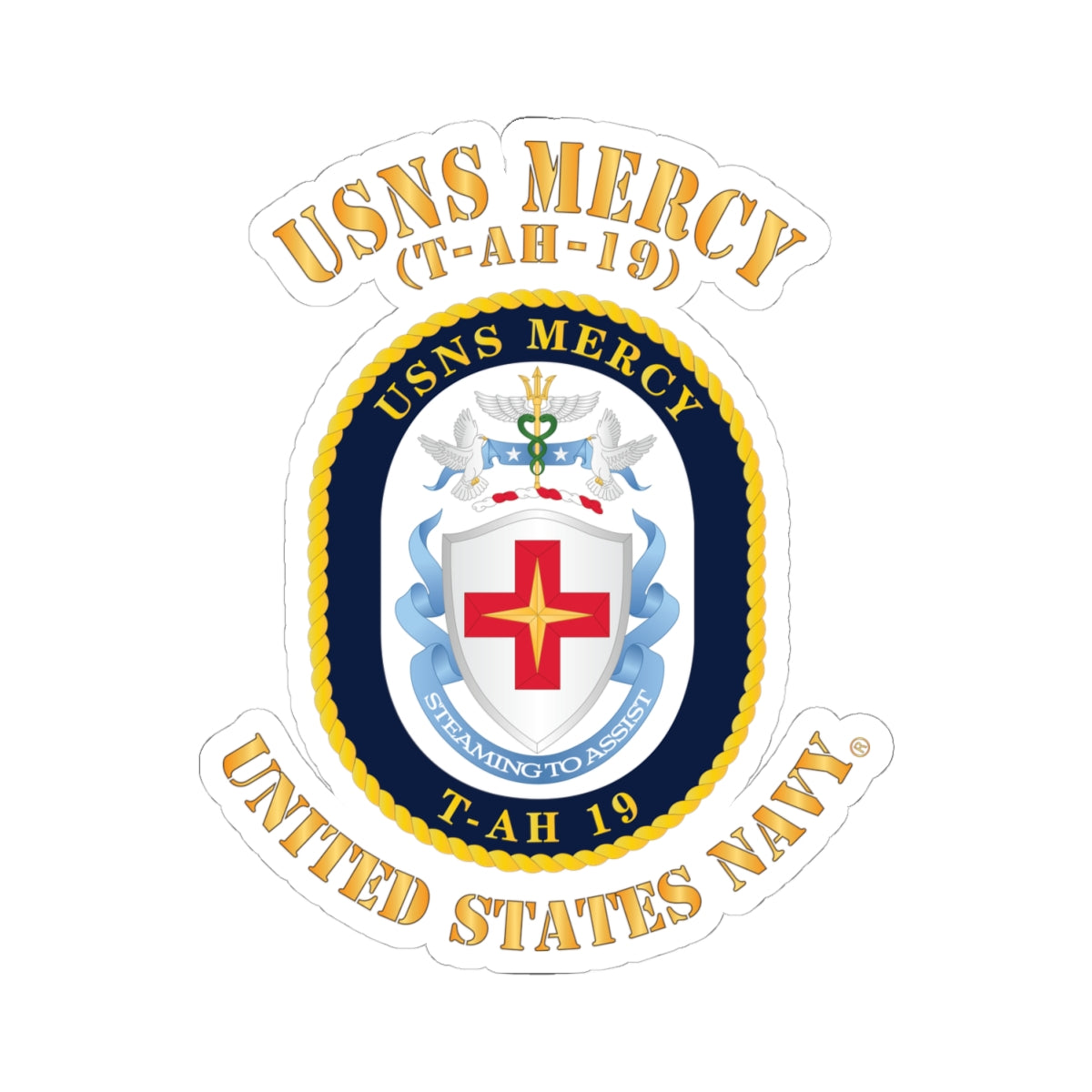 Kiss-Cut Stickers - Navy - USNS Mercy (T-AH-19)