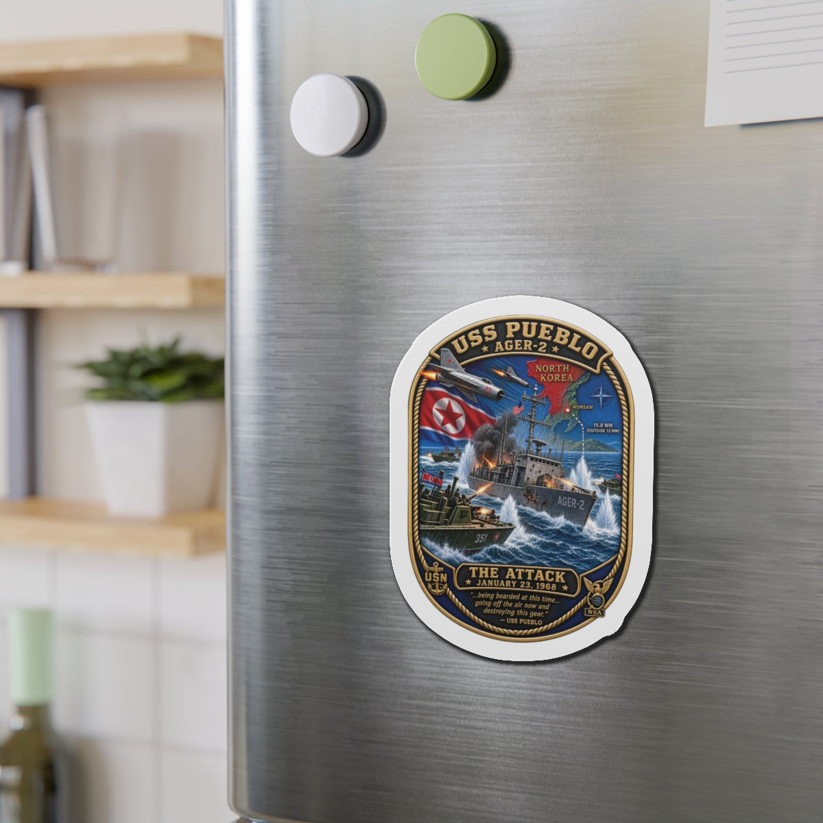 Die-Cut Magnet - USS Pueblo Attack-Defense Commemorative Patch