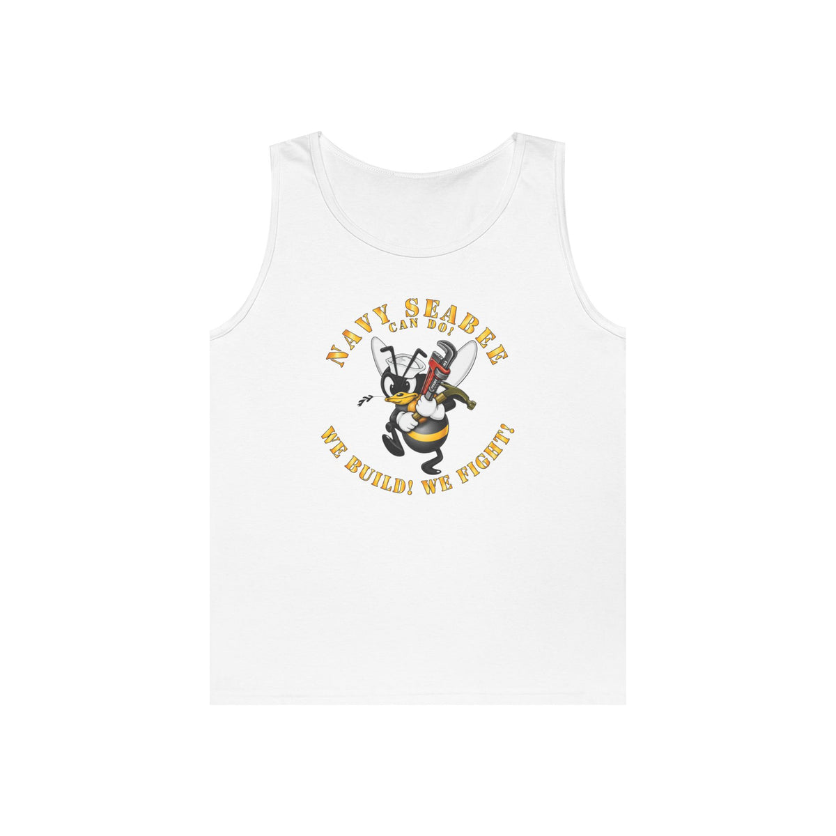 Unisex Heavy Cotton Tank Top - Navy - Navy SeaBee - w Wrench and Hammer X 300