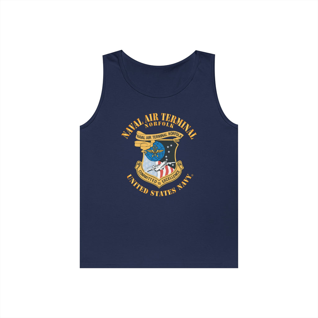 Unisex Heavy Cotton Tank Top - Navy - Naval Air Terminal Norfolk