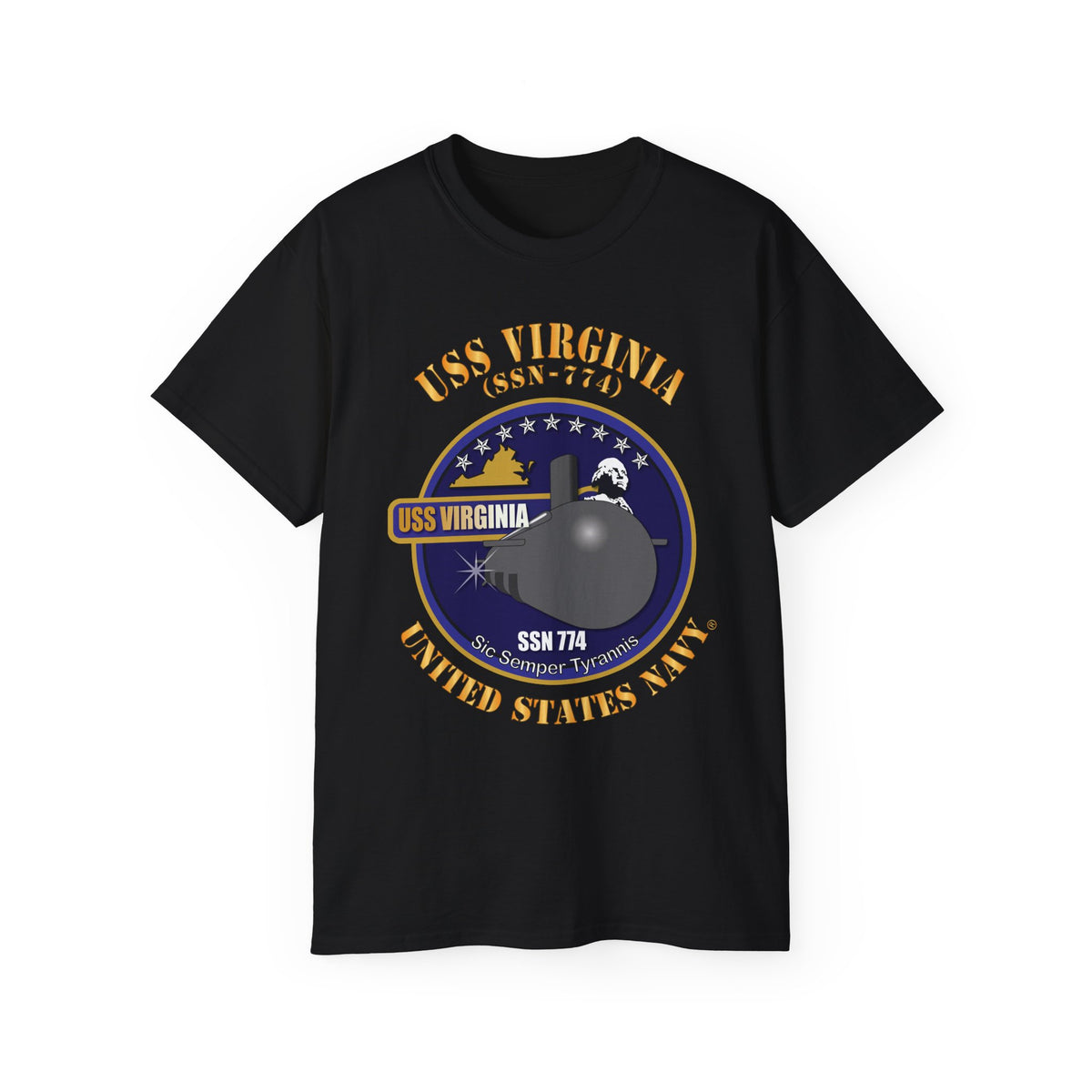 Unisex Ultra Cotton T-Shirt - Navy - USS Virginia (SSN-774) X 300