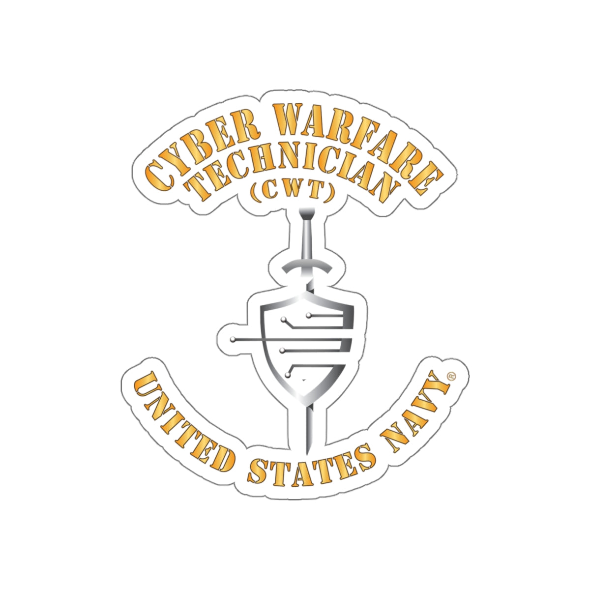 Die-Cut Vinyl Sticker - Navy - Rate - Cyber Warfare Technician (CWT)