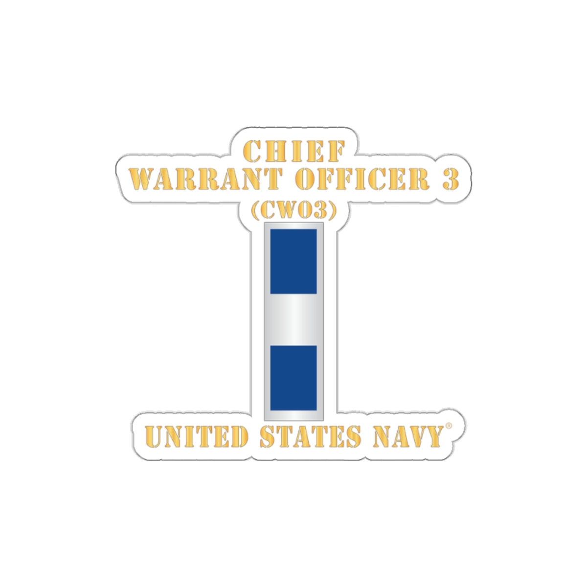 Die-Cut Vinyl Sticker - Navy - Chief Warrant Officer 3 - CW03