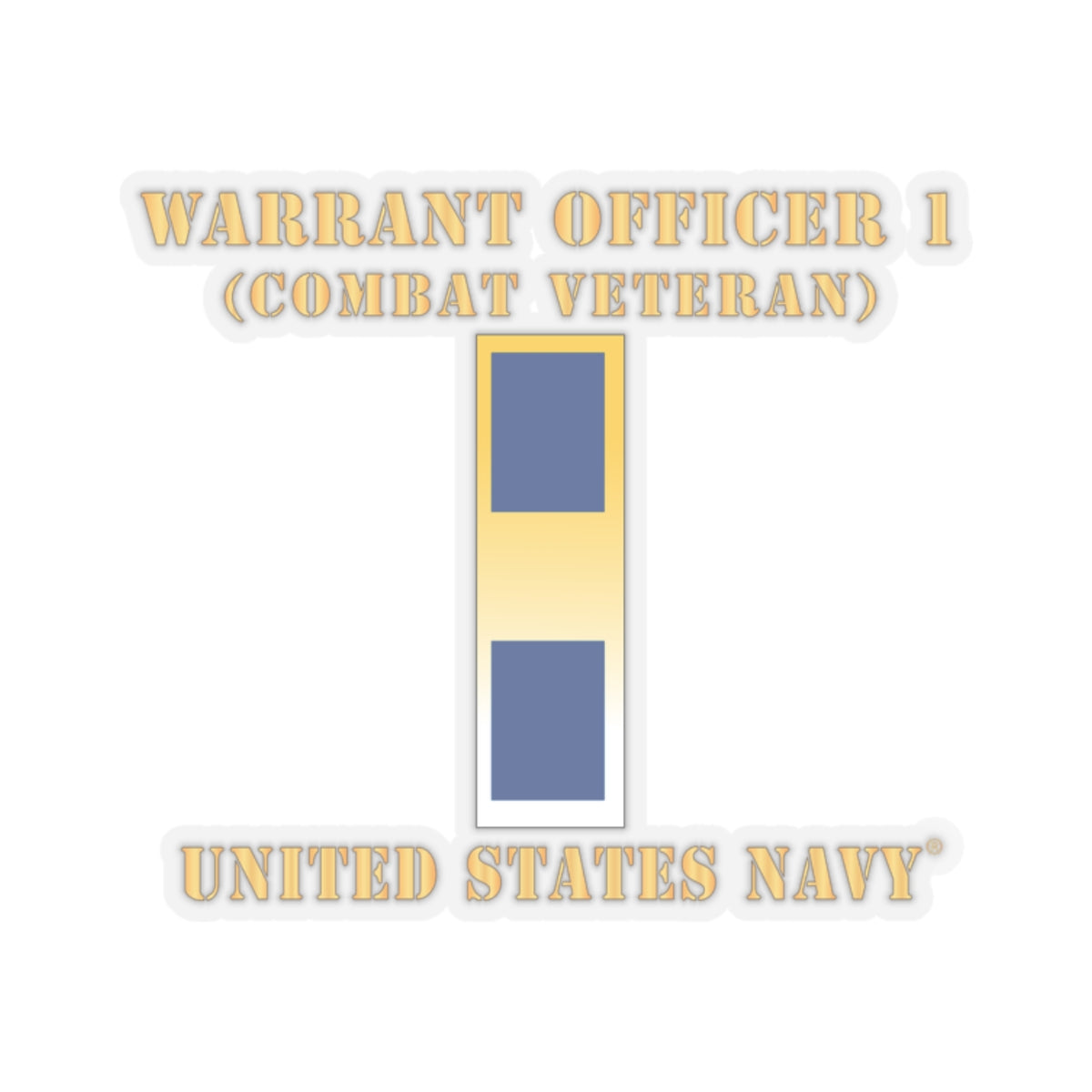 Kiss-Cut Stickers - Navy - Warrant Officer 1 - Combat Veteran