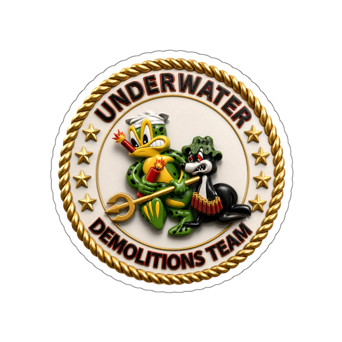Die-Cut Vinyl Sticker - Navy - SOF - Underwater Demolitions Team - Sammy - Freddie - 3D - Enhanced