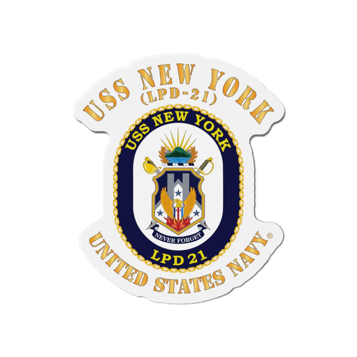 Die-Cut Magnet - Navy - USS New York (LPD-21) X 300