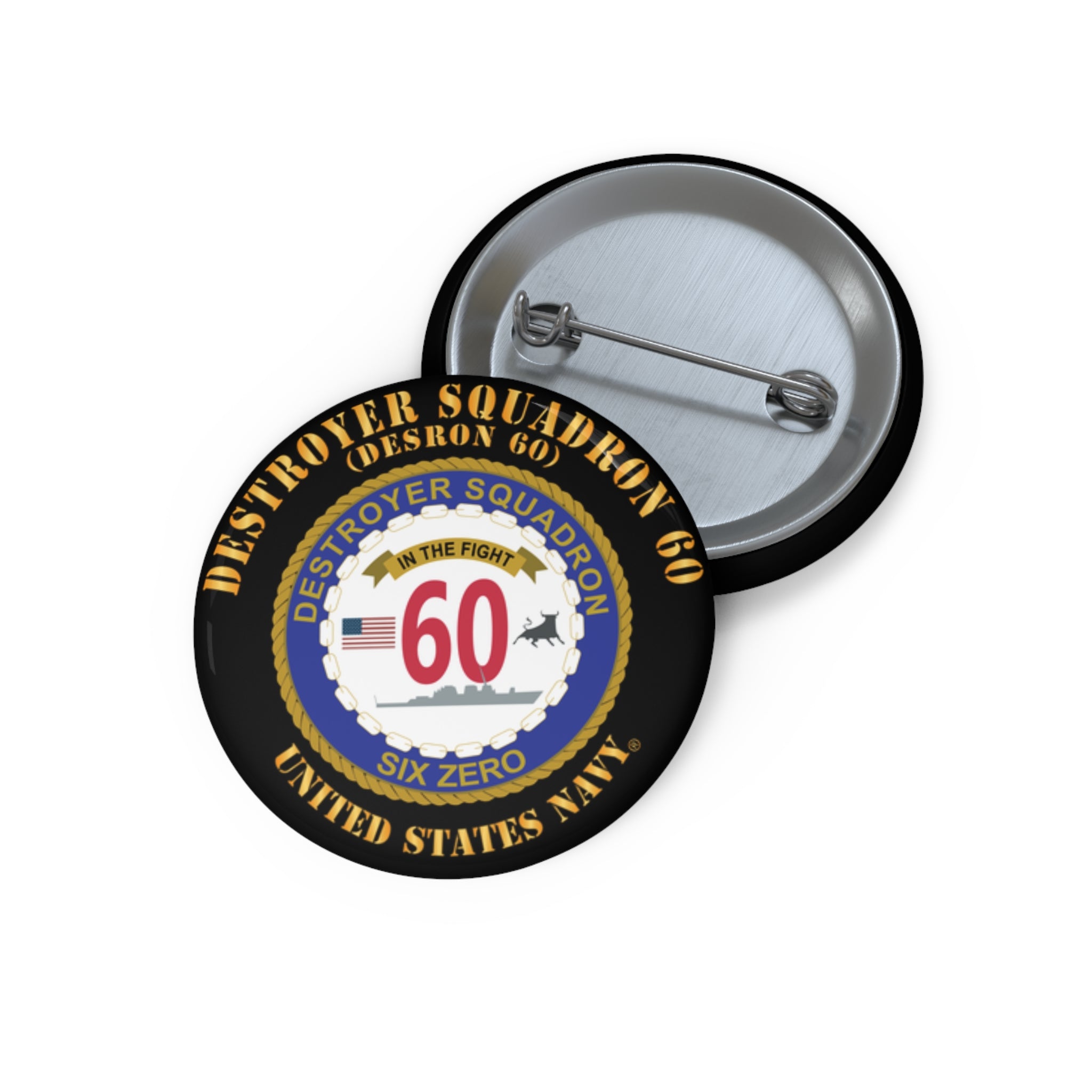 Custom Pin Button - Navy - Destroyer Squadron 60