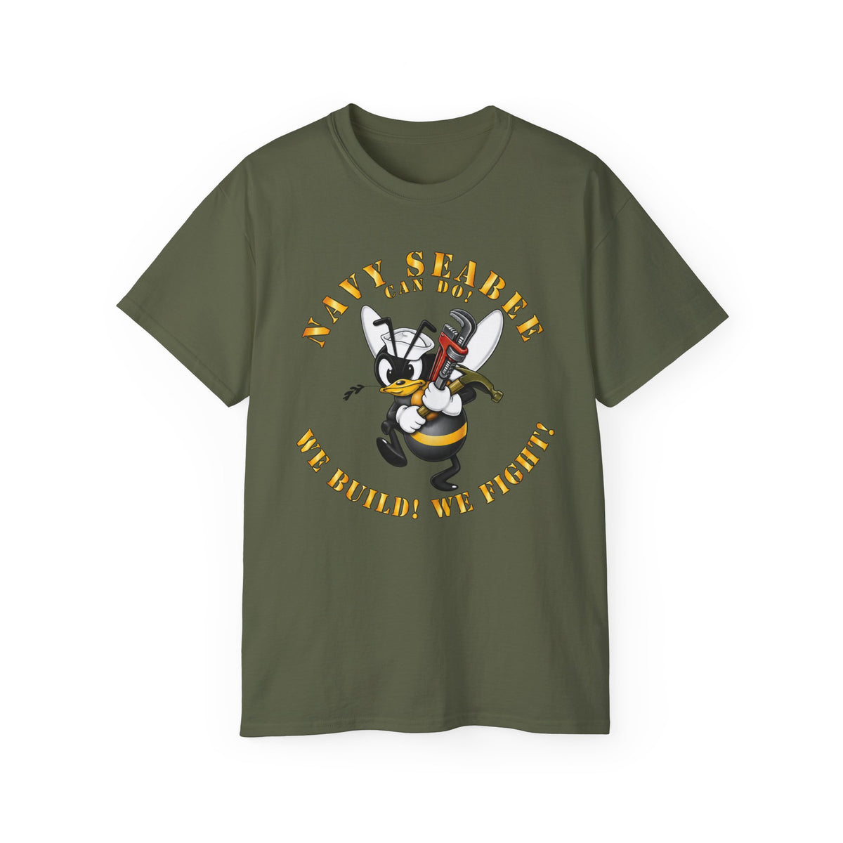 Unisex Ultra Cotton T-Shirt - Navy - Navy SeaBee - w Wrench and Hammer X 300