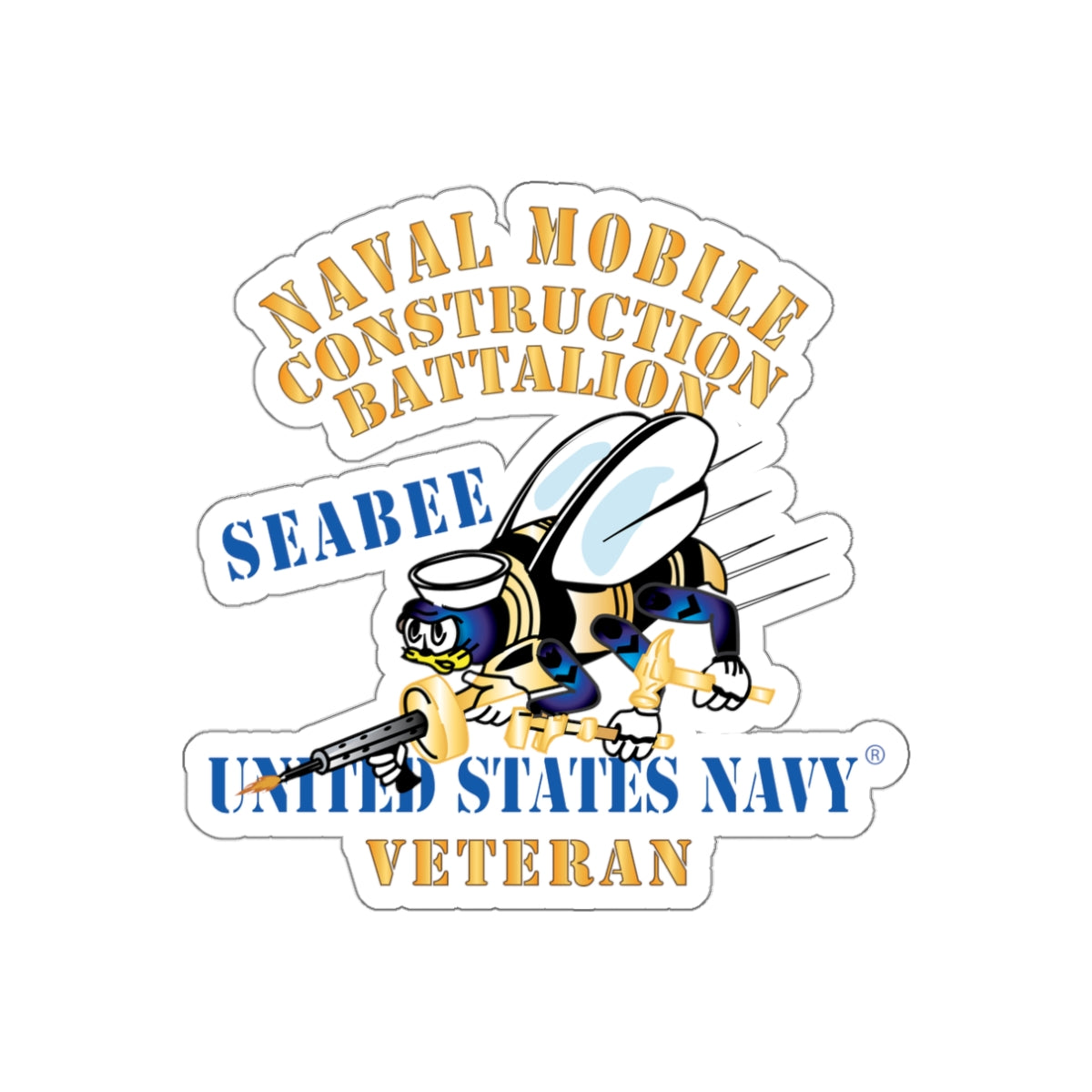 Die-Cut Vinyl Sticker - Navy - Seabee - Veteran