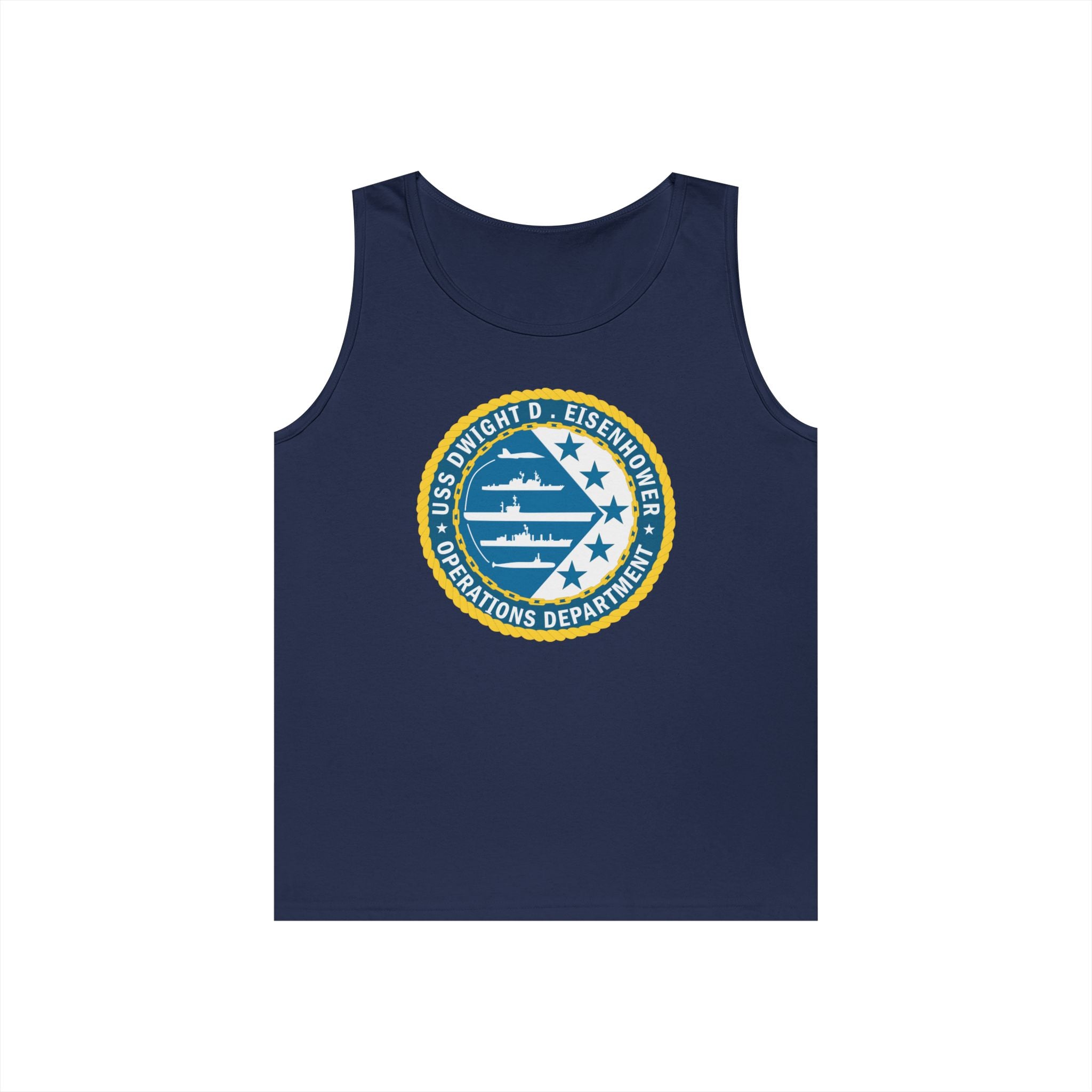 Unisex Heavy Cotton Tank Top - Navy - USS Dwight D. Eisenhower (CVN-69) - Operations Department wo txt