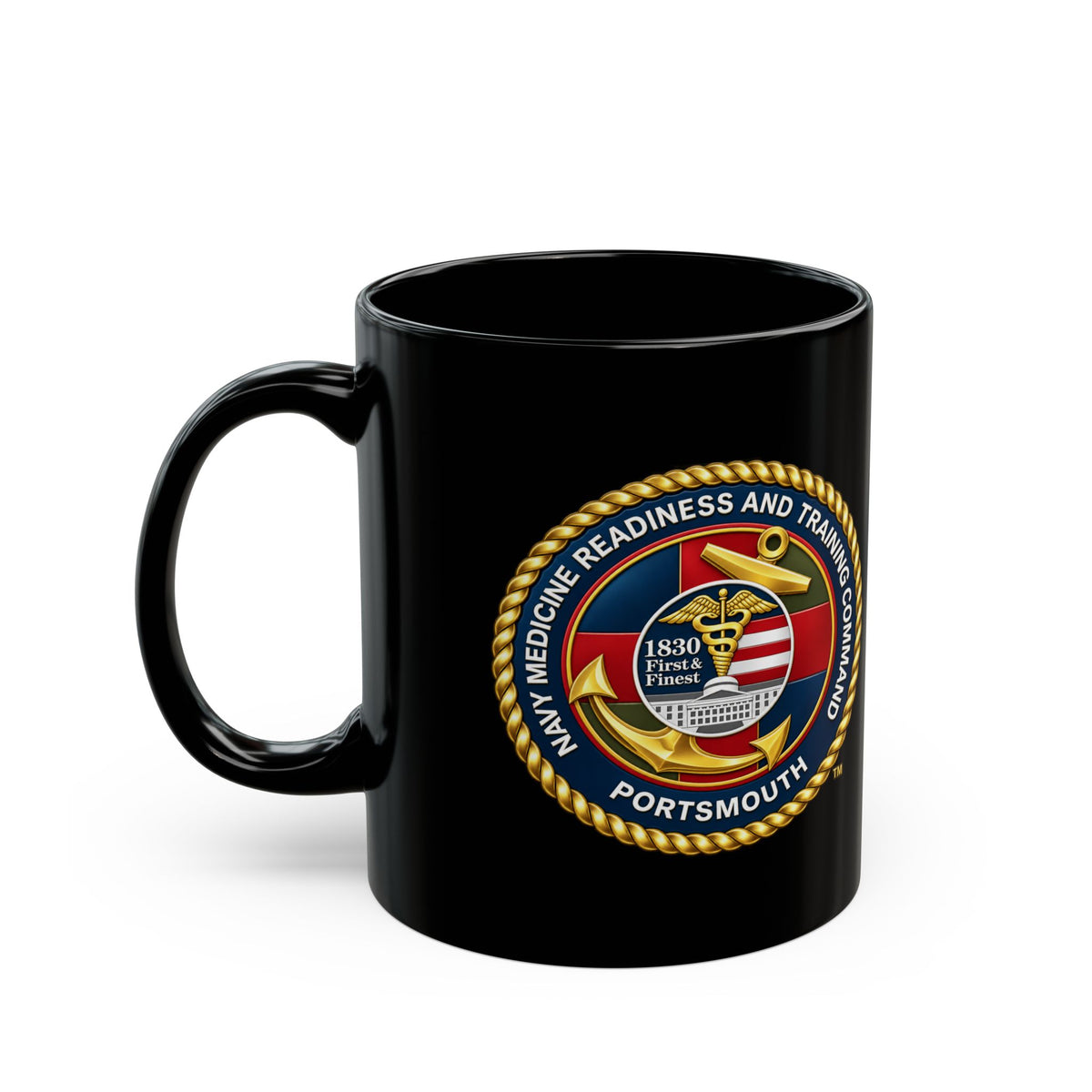 Black Mug (11oz, 15oz) - Navy - Naval Medical Center Portsmouth wo txt - 3D - Enhanced