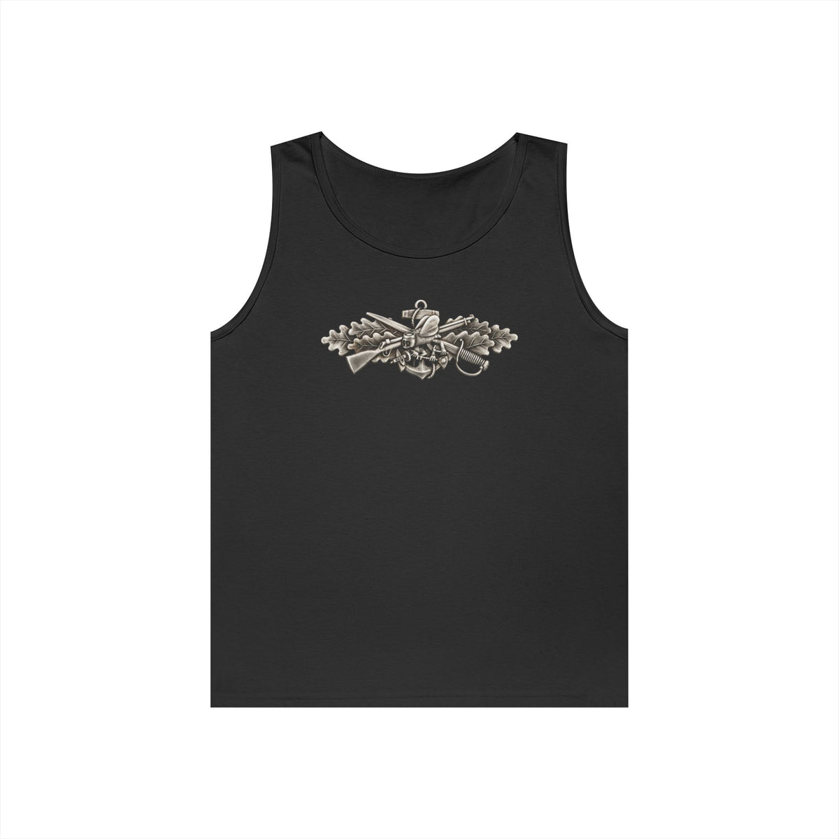 Unisex Heavy Cotton Tank Top - Navy - Badge - Seabee combat warfare specialist wo txt - Enlisted - 3D - Enhanced