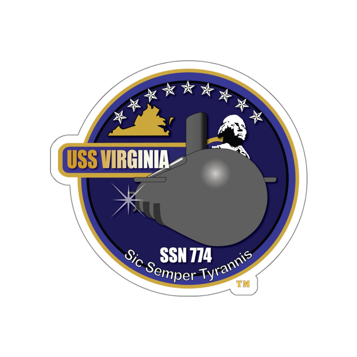Die-Cut Vinyl Sticker - Navy - USS Virginia (SSN-774) wo txt X 300