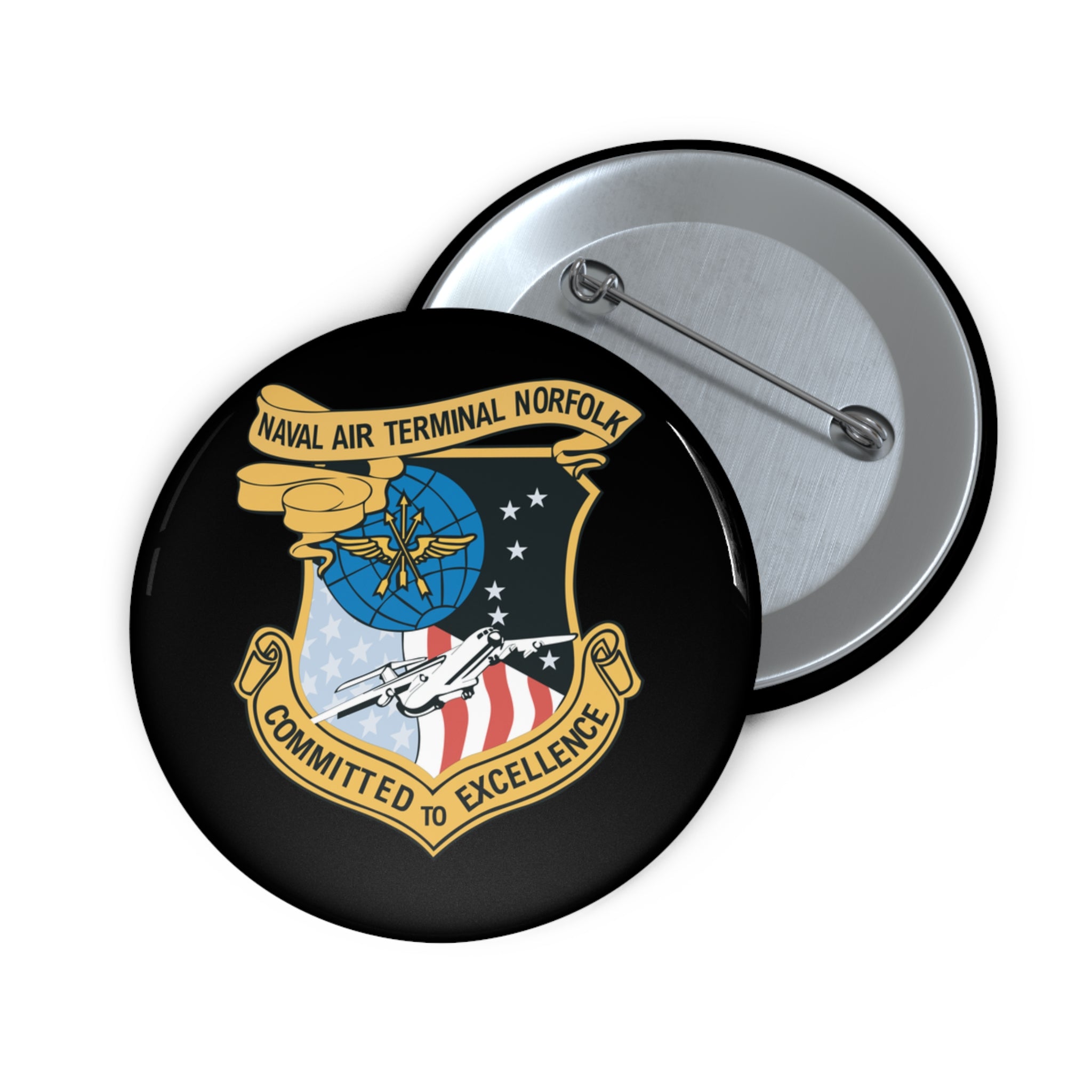 Custom Pin Button - Navy - Naval Air Terminal Norfolk wo Txt