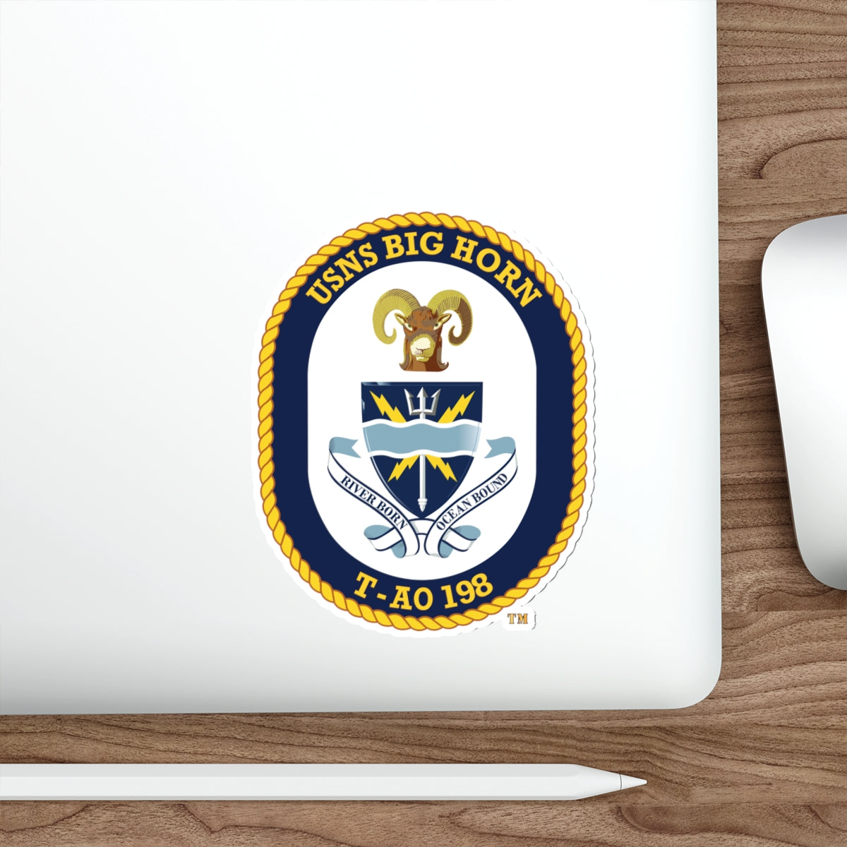 Die-Cut Vinyl Sticker - Navy - USNS Big Horn (T-AO 198) wo txt