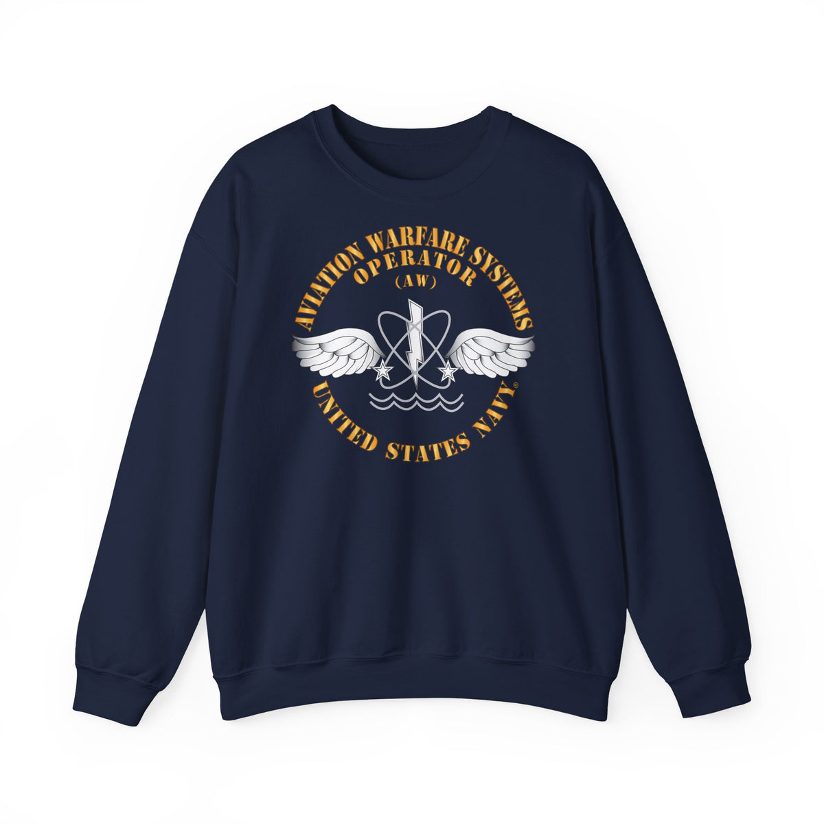 Unisex Heavy Blend™ Crewneck Sweatshirt - Navy - Rate - Aviation Warfare Systems Operator (AW)