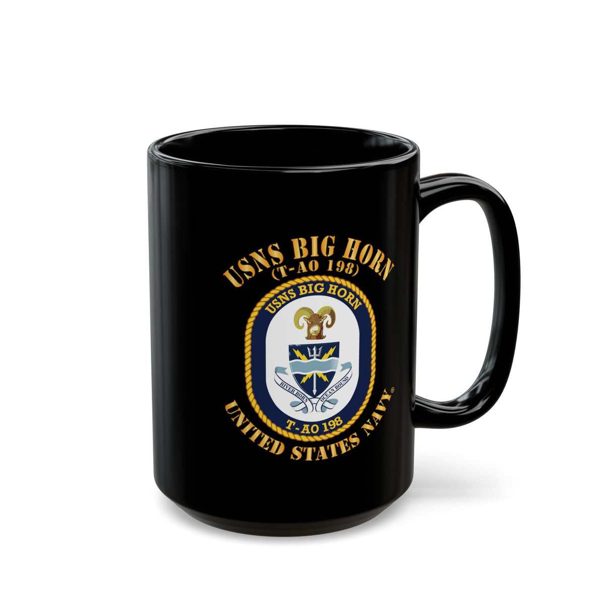 Black Mug (11oz, 15oz) - Navy - USNS Big Horn (T-AO 198)