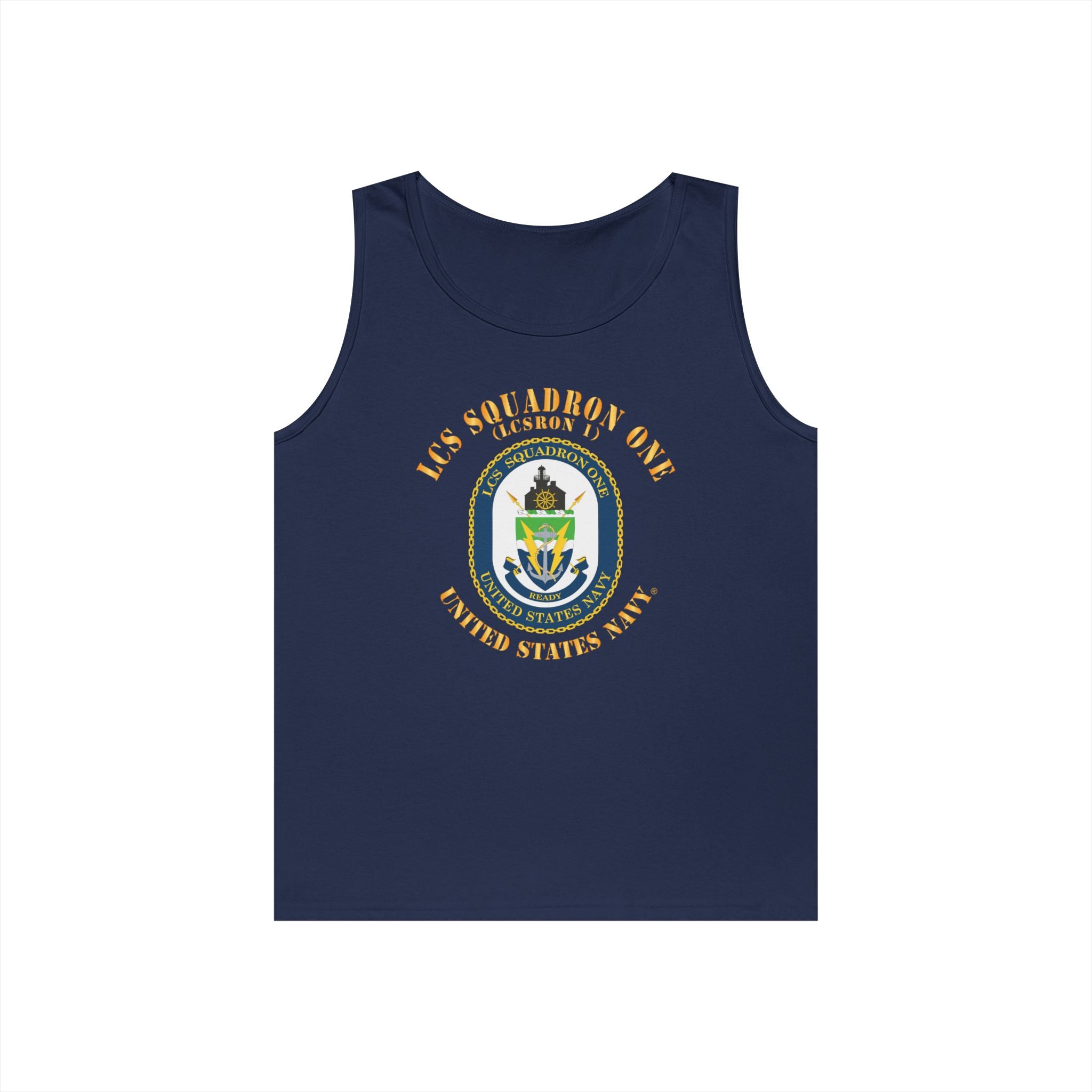 Unisex Heavy Cotton Tank Top - Navy - LCS Squadron One (LCSRON 1)