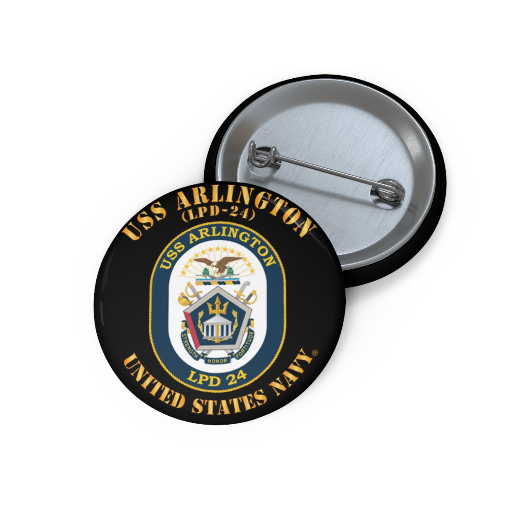 Custom Pin Button - Navy - USS Arlington (LPD-24)