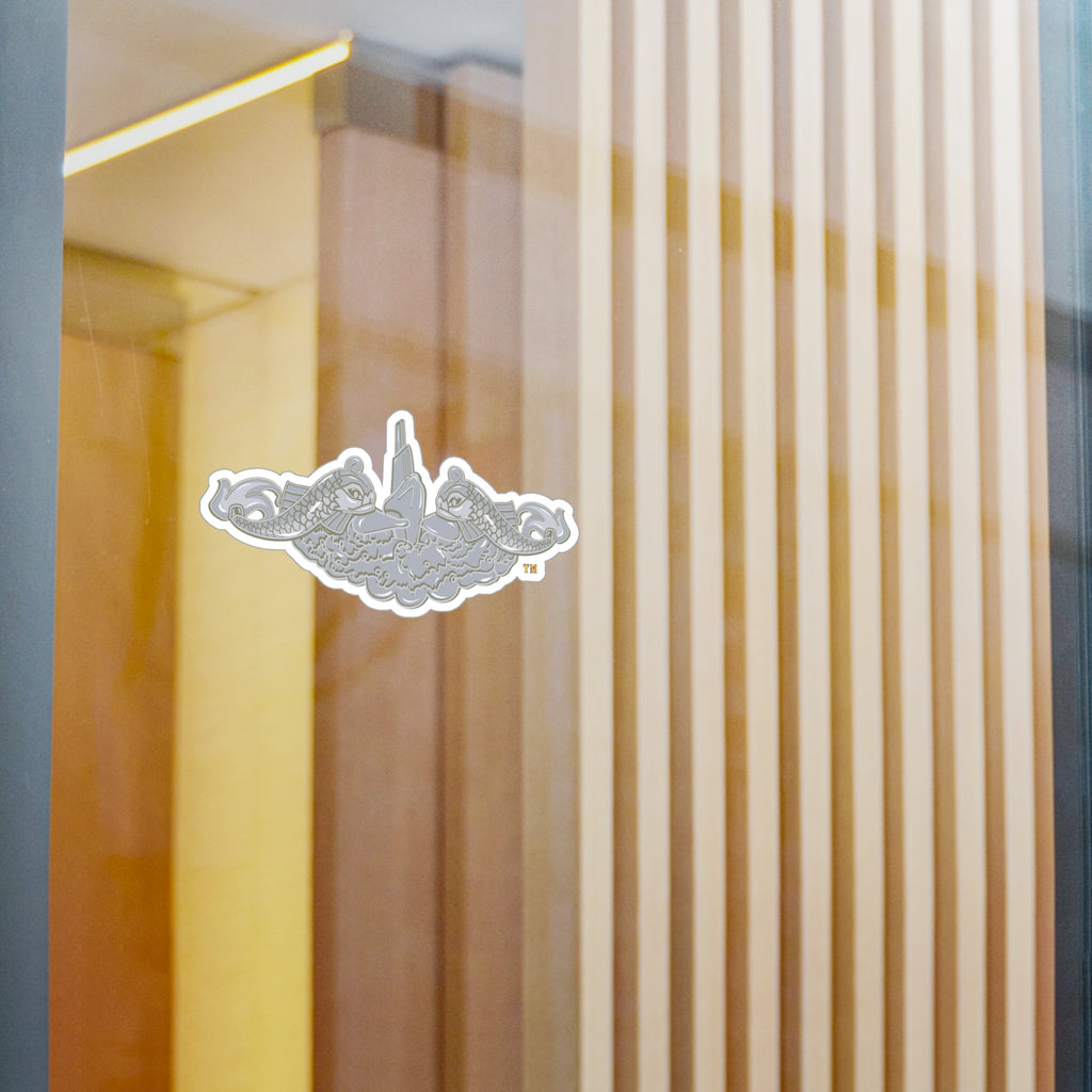 Kiss-Cut Vinyl Decal - Navy - Submarine Badge - Silver  wo Txt