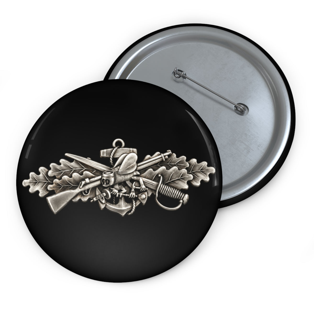 Pin Button - Navy - Badge - Seabee combat warfare specialist wo txt - Enlisted - 3D - Enhanced