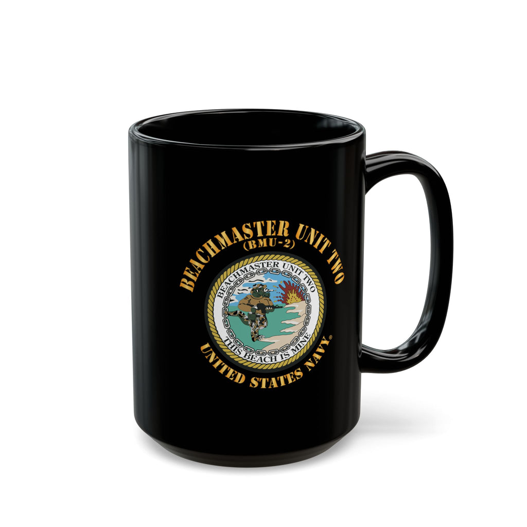 Black Mug (11oz, 15oz) - Navy - Beachmaster Unit Two (BMU-2) X 300