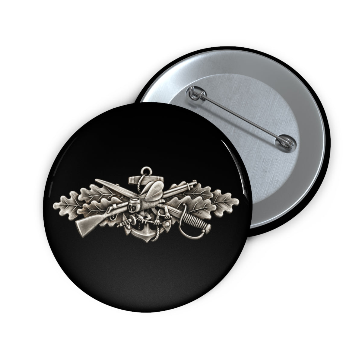 Pin Button - Navy - Badge - Seabee combat warfare specialist wo txt - Enlisted - 3D - Enhanced