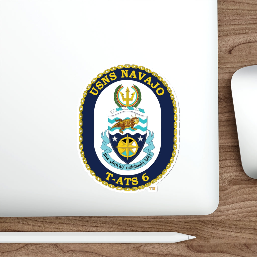 Die-Cut Vinyl Sticker - Navy - USNS Navajo (T-ATS 6) wo txt