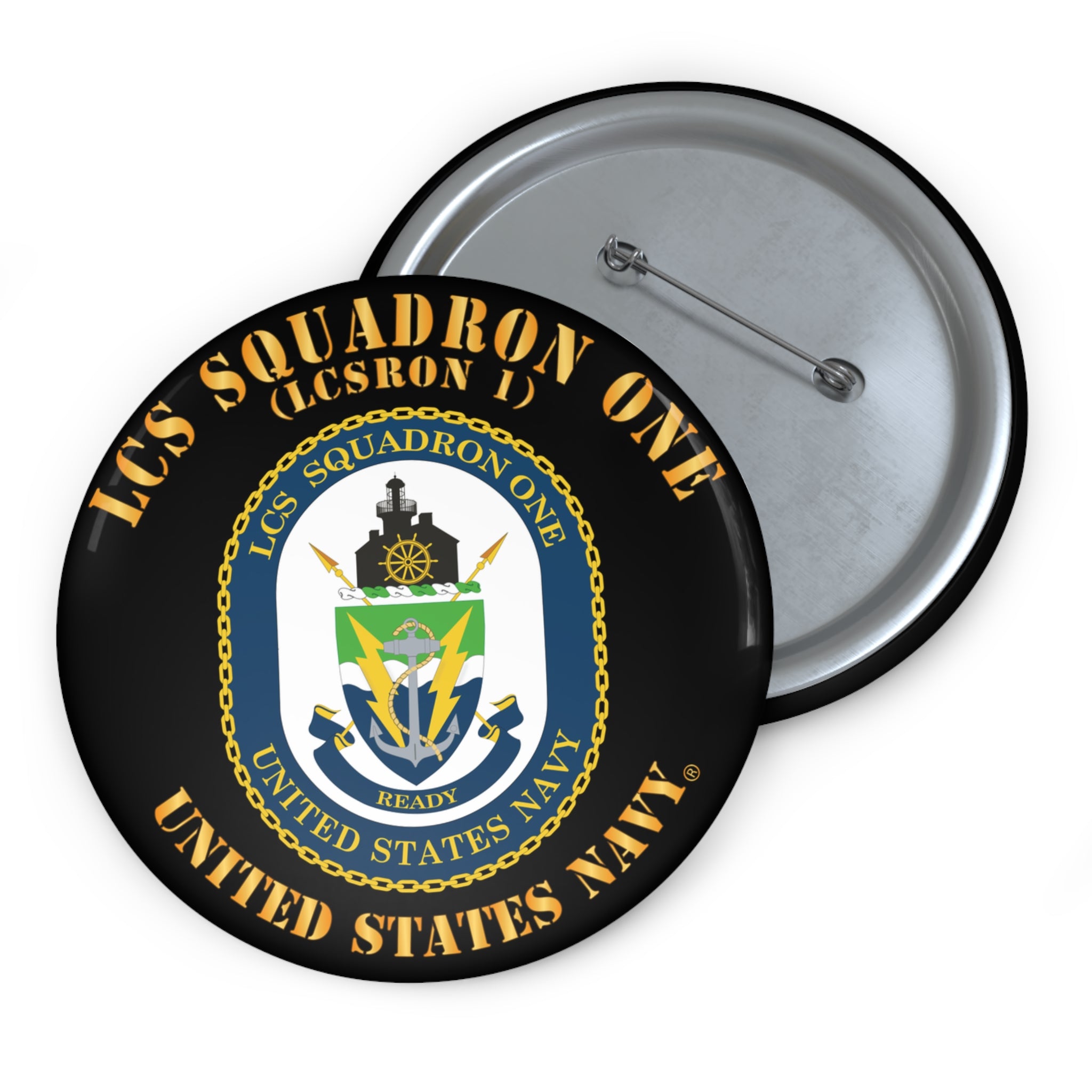 Custom Pin Button - Navy - LCS Squadron One (LCSRON 1)