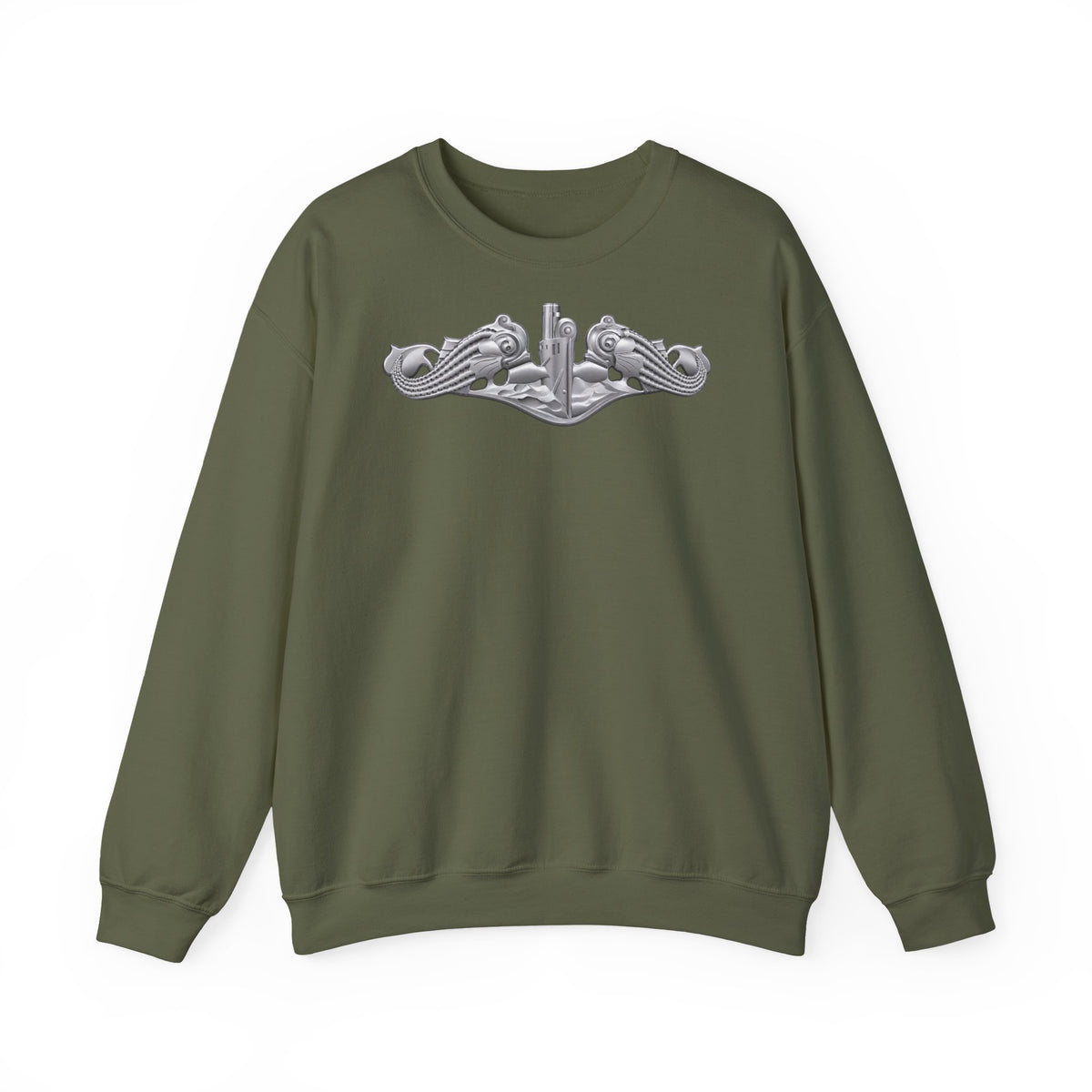 Unisex Heavy Blend™ Crewneck Sweatshirt - Navy - Badge - Submarine Warfare wo txt - Enlisted - 3D - Enhanced