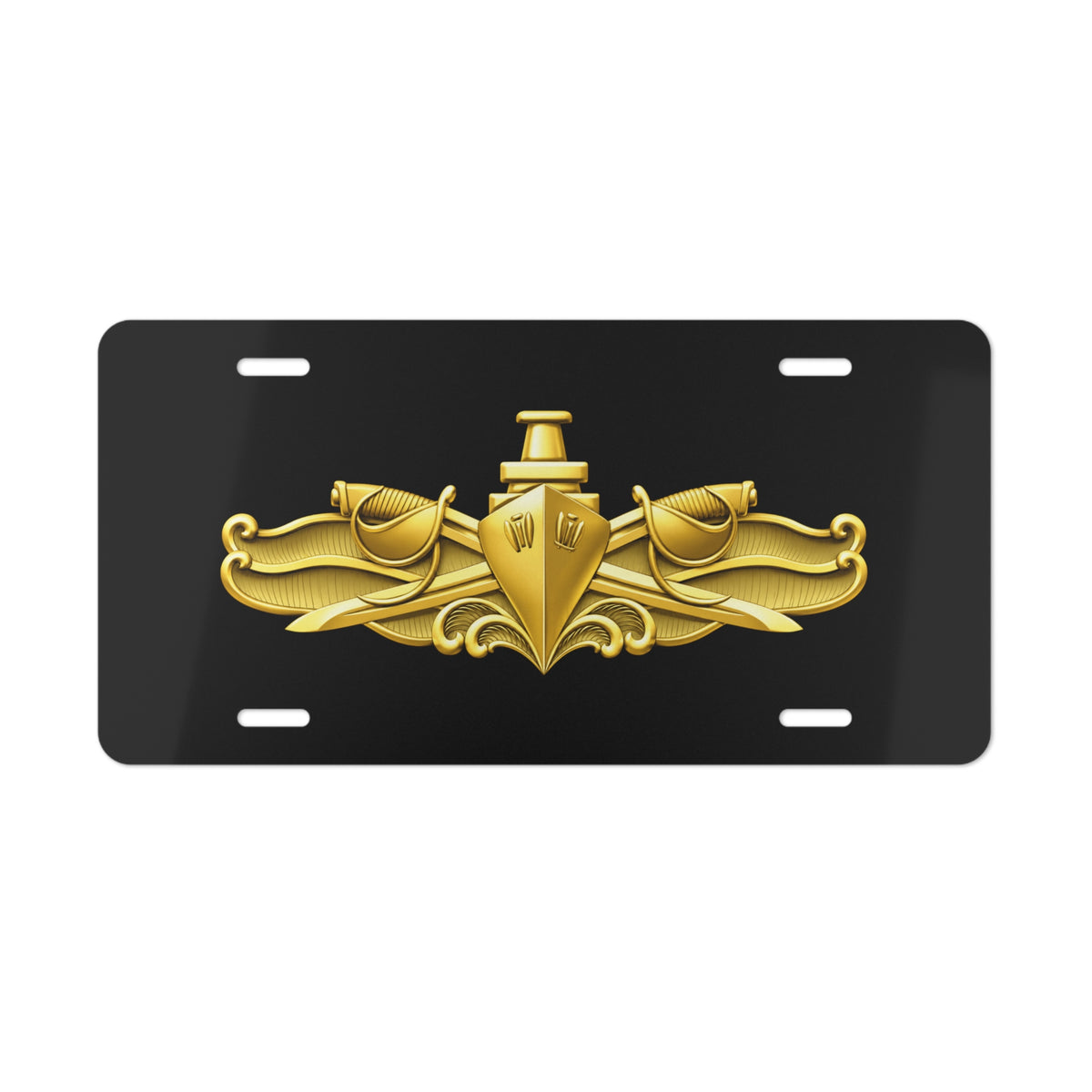 Vanity License Plate - Navy - Badge - Surface Warfare Officer (SWO) wo txt - 3D - Enhanced