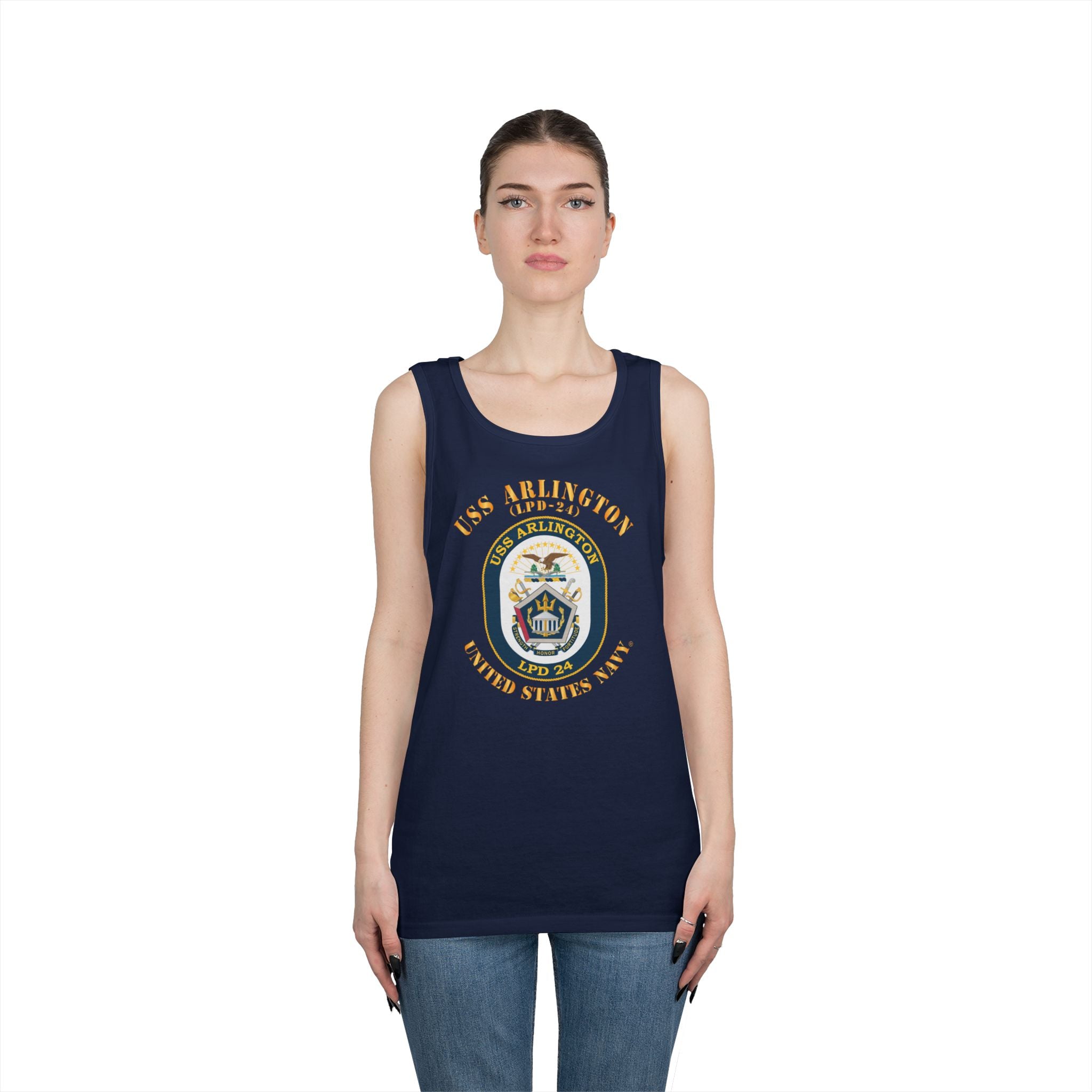 Unisex Heavy Cotton Tank Top - Navy - USS Arlington (LPD-24)