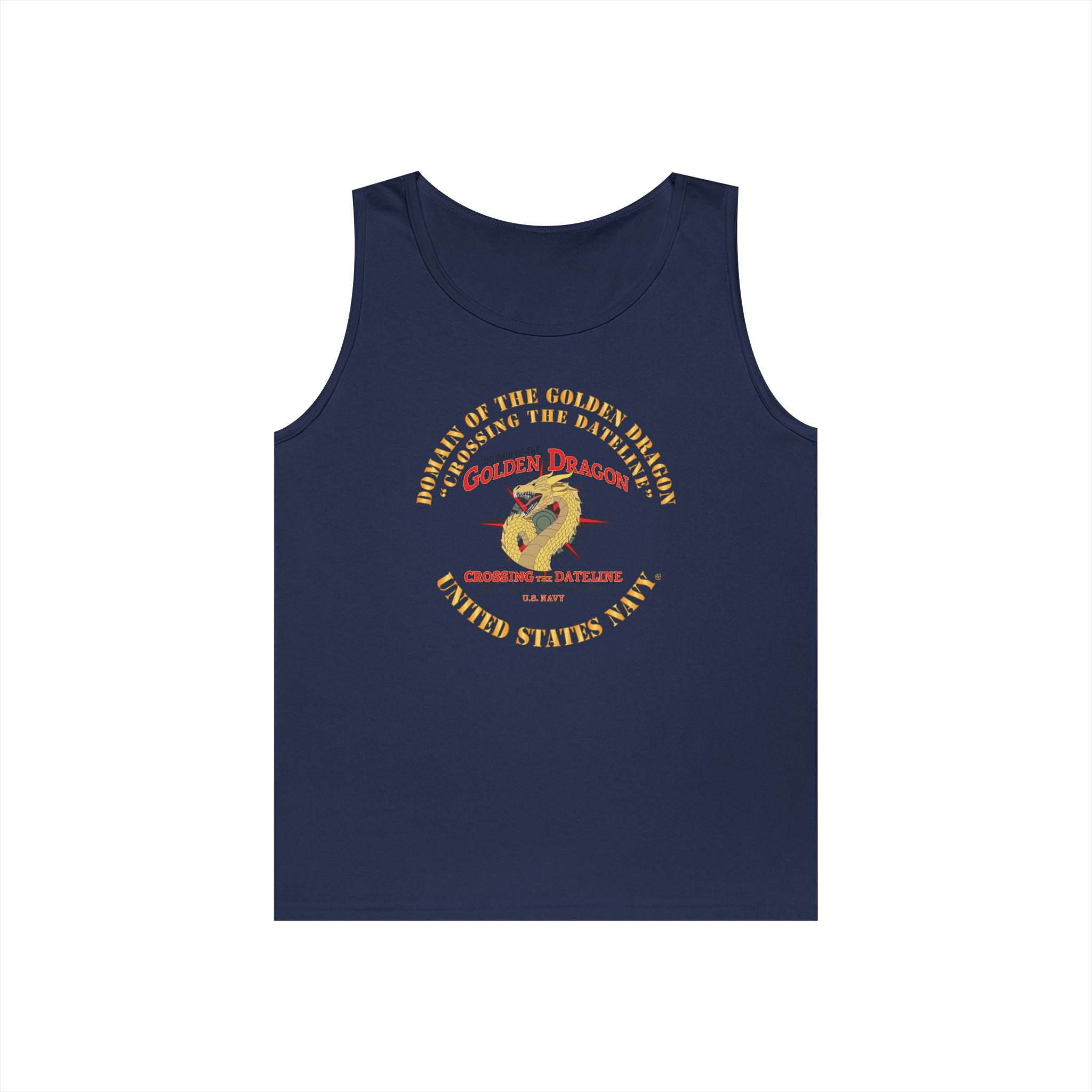 Unisex Heavy Cotton Tank Top - Navy - Domain of the Golden Dragon